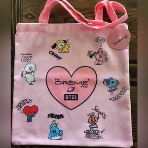 Creme Shop BT21 Pink Tote Bag Anime Kawaii K-Pop Line Friends BTS